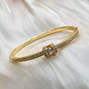 Fashionable Geometric Copper And Zircon Open Bangle Bracelet With Elegant Plated Finish For Decorative Accessory Styling
