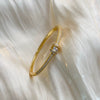 Fashionable Geometric Copper And Zircon Open Bangle Bracelet With Elegant Plated Finish For Decorative Accessory Styling