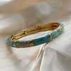 Fashionable Geometric Enamel Open Elastic Bracelet With Plated Finish Versatile Light Luxury Jewelry Accessory