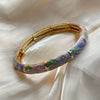 Fashionable Geometric Enamel Open Elastic Bracelet With Plated Finish Versatile Light Luxury Jewelry Accessory