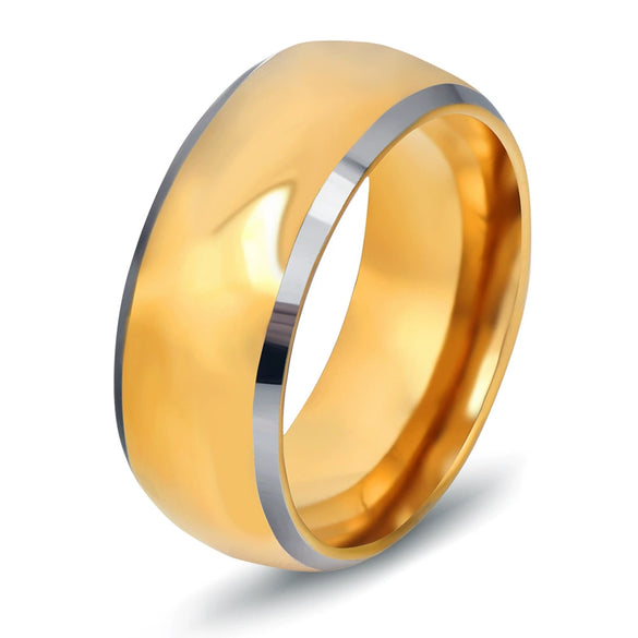 Fashionable Geometric Twotone 18K Gold Electroplated Stainless Steel Ring For Men And Women