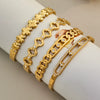 Fashionable Geometric Zirconencrusted Hollow Stainless Steel 18K Goldplated Bracelet