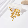 Fashionable Goldplated Stainless Steel Jewelry Set With Chain Tassel Butterfly Circle Earrings
