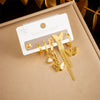 Fashionable Goldplated Stainless Steel Jewelry Set With Chain Tassel Butterfly Circle Earrings