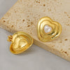 Fashionable Heart Titanium Steel Earrings 18K Gold Plated Water Plated