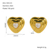Fashionable Heart Titanium Steel Earrings 18K Gold Plated Water Plated