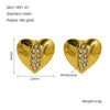 Fashionable Heart Titanium Steel Earrings 18K Gold Plated Water Plated