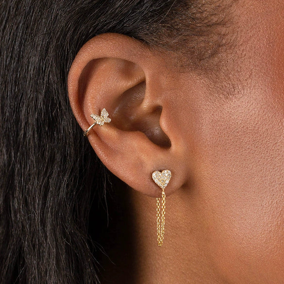 Fashionable Heartshaped Diamond Zircon Onepiece Earrings For Women
