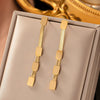 Fashionable High End Light Luxury Stainless Steel Earrings For Women With Geometric Design And Electroplating