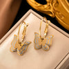 Fashionable High End Light Luxury Stainless Steel Earrings For Women With Geometric Design And Electroplating