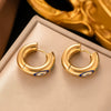 Fashionable High End Light Luxury Stainless Steel Earrings For Women With Geometric Design And Electroplating