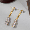 Fashionable High End Light Luxury Stainless Steel Earrings For Women With Geometric Design And Electroplating