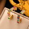 Fashionable High End Light Luxury Stainless Steel Earrings For Women With Geometric Design And Electroplating