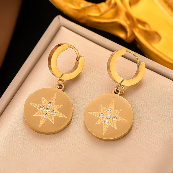 Fashionable High End Light Luxury Stainless Steel Earrings For Women With Geometric Design And Electroplating