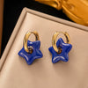 Fashionable High End Light Luxury Stainless Steel Earrings For Women With Geometric Design And Electroplating