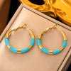 Fashionable High End Light Luxury Stainless Steel Earrings For Women With Geometric Design And Electroplating