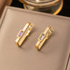 Fashionable High End Light Luxury Stainless Steel Earrings For Women With Geometric Design And Electroplating