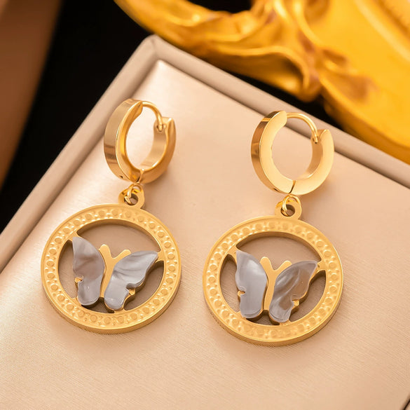 Fashionable High End Light Luxury Stainless Steel Earrings For Women With Geometric Design And Electroplating