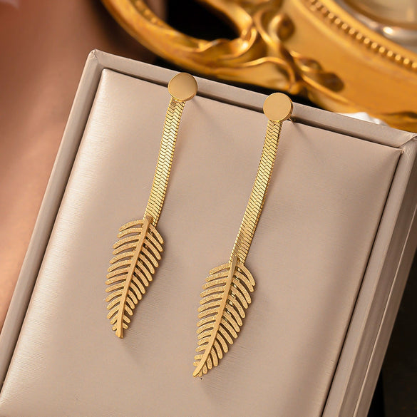 Fashionable High End Light Luxury Stainless Steel Earrings For Women With Geometric Design And Electroplating