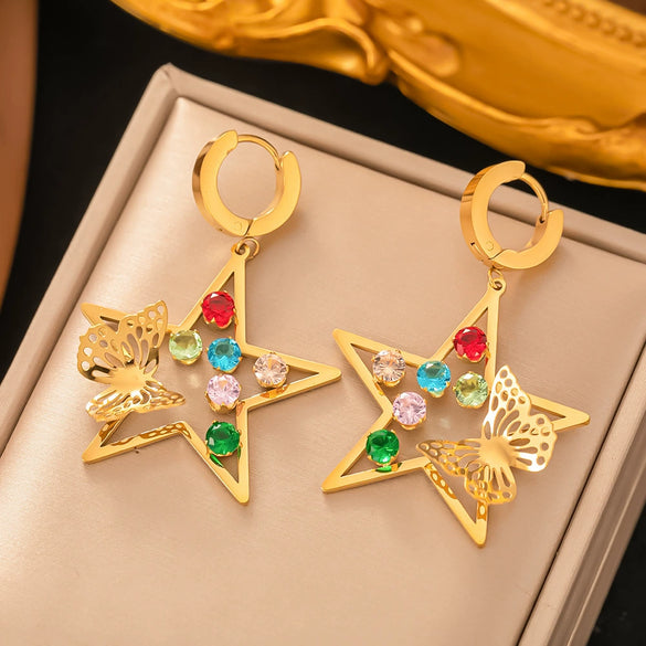 Fashionable High End Light Luxury Stainless Steel Earrings For Women With Geometric Design And Electroplating