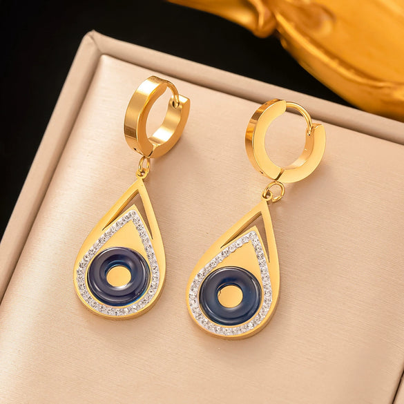 Fashionable High End Light Luxury Stainless Steel Earrings For Women With Geometric Design And Electroplating