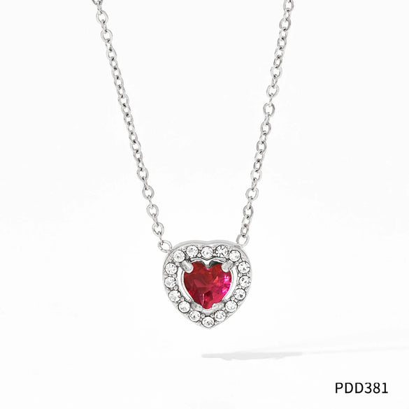 Fashionable High End Zircon And Diamond Love Adjustable Lace Clavicle Stainless Steel Necklace With Rhombus Styling And Electroplating Treatment
