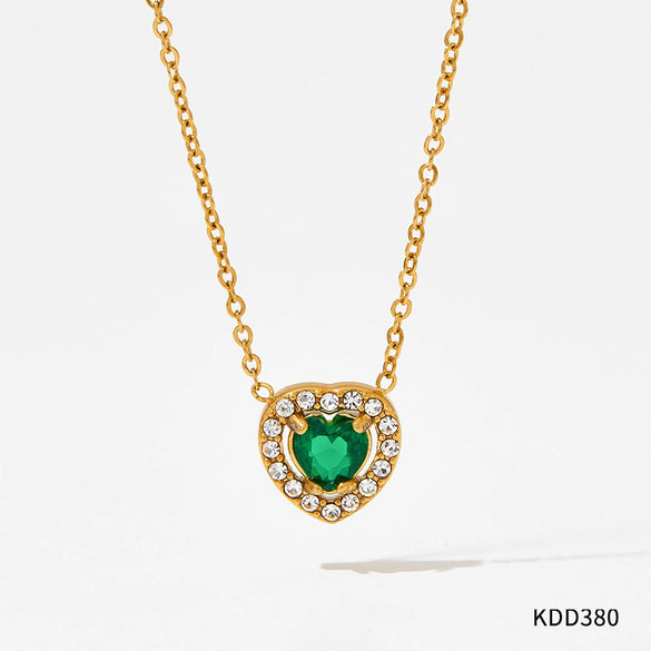 Fashionable High End Zircon And Diamond Love Adjustable Lace Clavicle Stainless Steel Necklace With Rhombus Styling And Electroplating Treatment