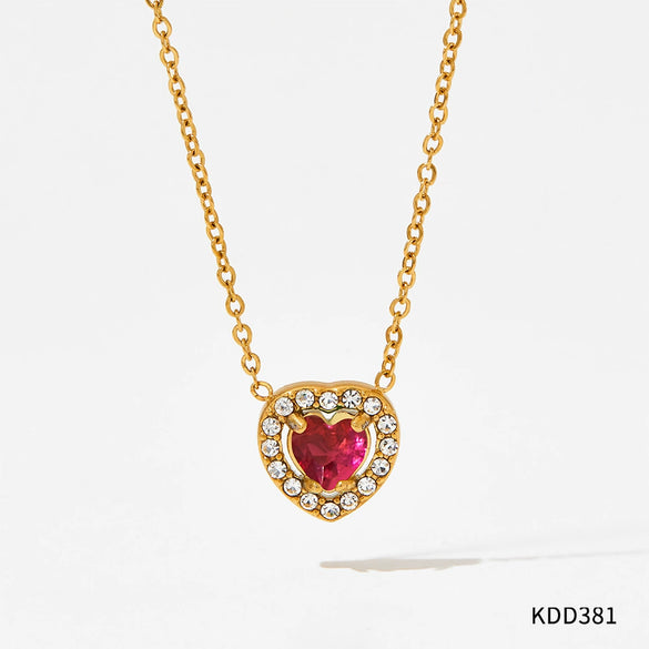 Fashionable High End Zircon And Diamond Love Adjustable Lace Clavicle Stainless Steel Necklace With Rhombus Styling And Electroplating Treatment