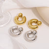 Fashionable Hollow C Shaped Women's Front And Rear Two Wear Titanium Steel And Stainless Steel Earrings With Vacuum Furnace Electroplating In Simple Style
