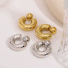 Fashionable Hollow C Shaped Women's Front And Rear Two Wear Titanium Steel And Stainless Steel Earrings With Vacuum Furnace Electroplating In Simple Style