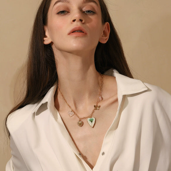 Fashionable Joker Jewelry Stainless Steel Heart Shape Pendant Necklace With 18K Gold Plated Electroplating For Women