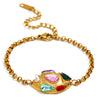 Fashionable 18K Gold Plated Geometric Stainless Steel Three Dimensional Oval Bracelet For Women