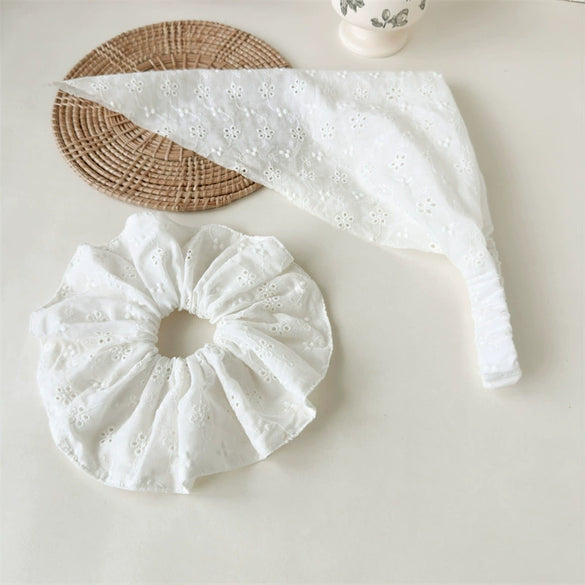 Fashionable Lace Hollow Triangle Fabric Handmade Women's Head Accessories Hair Tie
