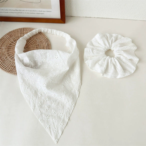 Fashionable Lace Hollow Triangle Fabric Handmade Women's Head Accessories Hair Tie