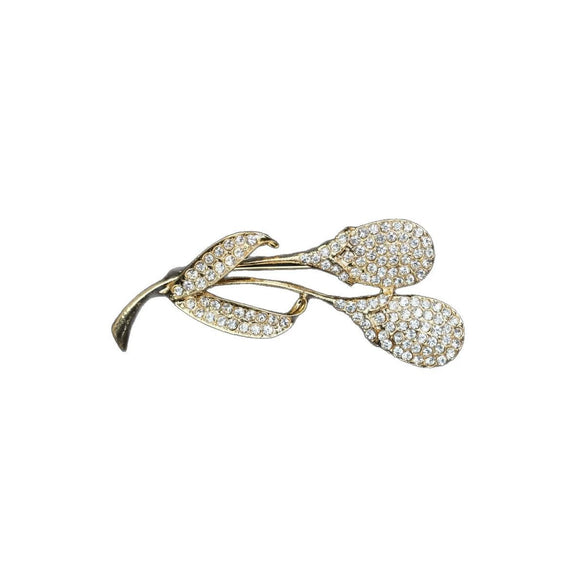 Fashionable Leaf Brooch Alloy Crystal Electroplated Hollow Design