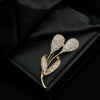 Fashionable Leaf Brooch Alloy Crystal Electroplated Hollow Design