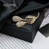 Fashionable Leaf Brooch Alloy Crystal Electroplated Hollow Design