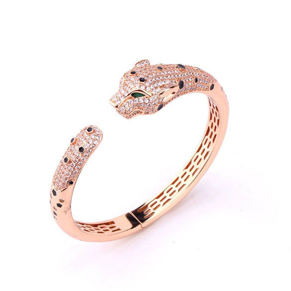 Fashionable Leopard Style Hand Jewelry Set With Glue Microinlaid Made Of Environmental Protection Copper And Electroplated
