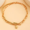 Fashionable Long Bead Chain Stacking Necklace Retro Style Pearl Ot Buckle Alloy Geometric Pattern Necklace
