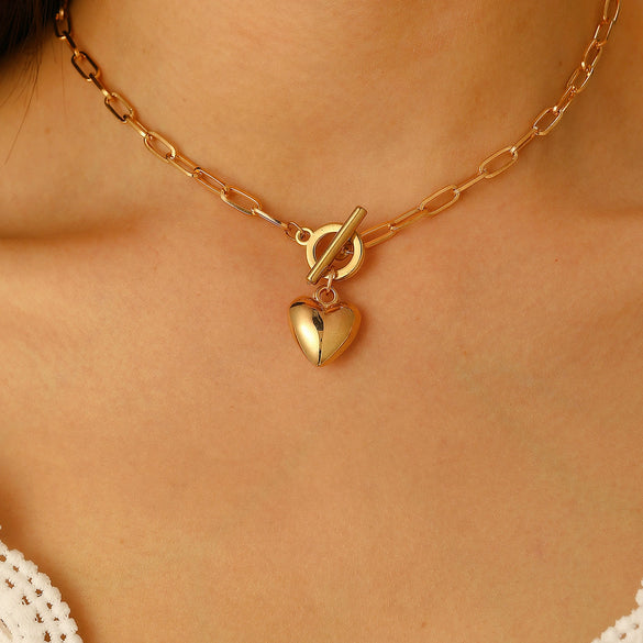 Fashionable Long Bead Chain Stacking Necklace Retro Style Pearl Ot Buckle Alloy Geometric Pattern Necklace