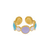 Fashionable Luxury Style Colorful Oil Dripping Stainless Steel Ring With Cut Out Line Dot Heart Electroplated Adjustable For Women