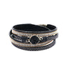 Fashionable Magnet Buckle Multi Layer Two Circle Leather Pu Bracelet For Women With Heart Shape And Artificial Leather Material