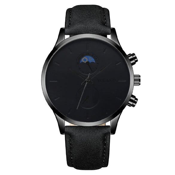 Fashionable Men's Alloy Leather Belt Quartz Watch With Round Dial