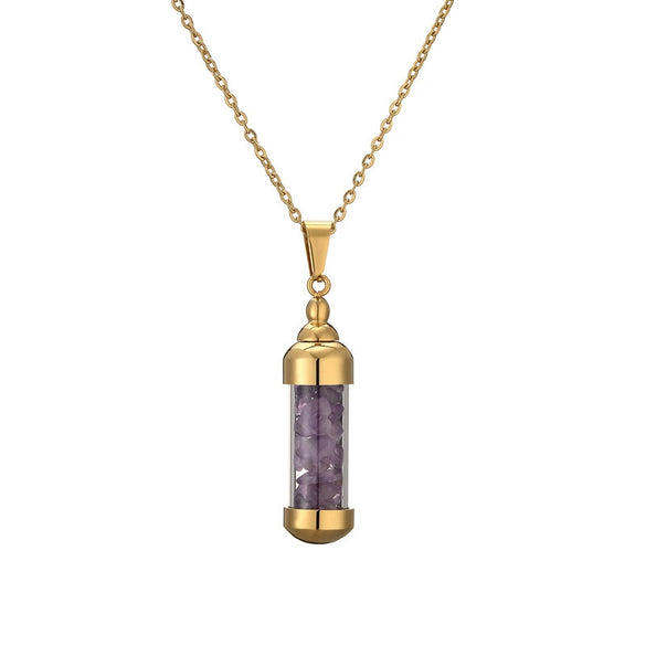 Fashionable Openable Perfume Bottle Pendant Necklace Stainless Steel Organic Glass Geometric Street Style Electroplating