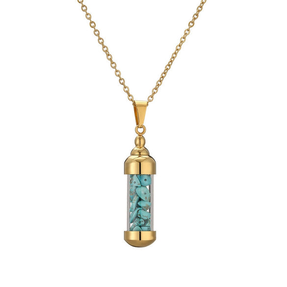 Fashionable Openable Perfume Bottle Pendant Necklace Stainless Steel Organic Glass Geometric Street Style Electroplating