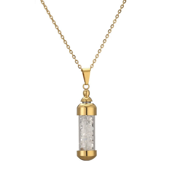 Fashionable Openable Perfume Bottle Pendant Necklace Stainless Steel Organic Glass Geometric Street Style Electroplating