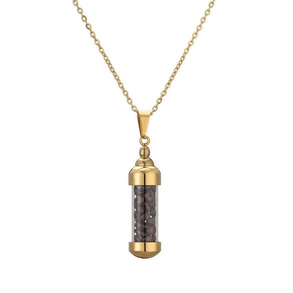 Fashionable Openable Perfume Bottle Pendant Necklace Stainless Steel Organic Glass Geometric Street Style Electroplating