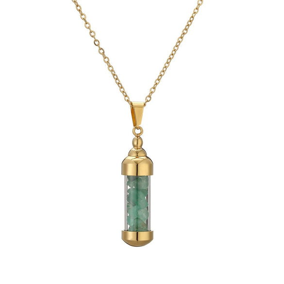 Fashionable Openable Perfume Bottle Pendant Necklace Stainless Steel Organic Glass Geometric Street Style Electroplating