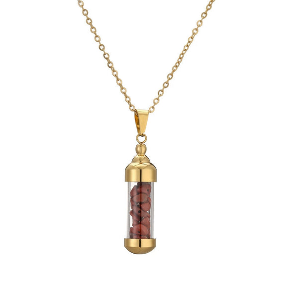 Fashionable Openable Perfume Bottle Pendant Necklace Stainless Steel Organic Glass Geometric Street Style Electroplating