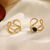 Fashionable Oval Oil Dripping Stainless Steel Ring For Women With Hiphop Line Cross 18K Gold Plated Electroplated